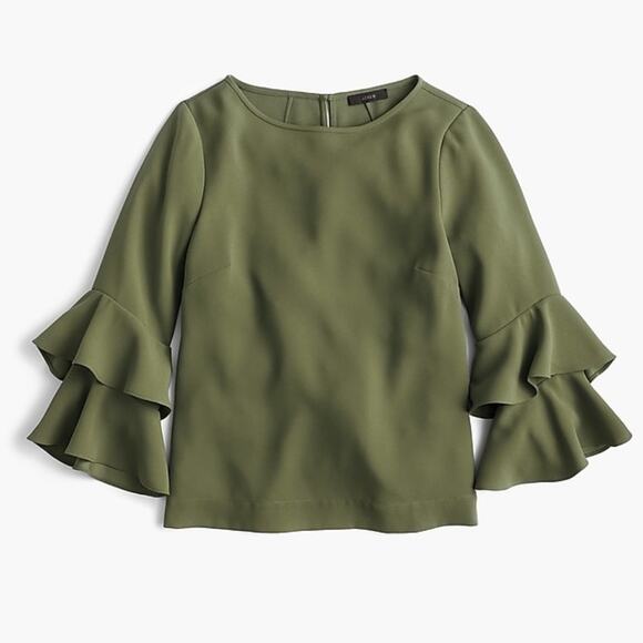 J.Crew Bell-sleeve Top in Drapey Crepe Sz 6P - Picture 1 of 5